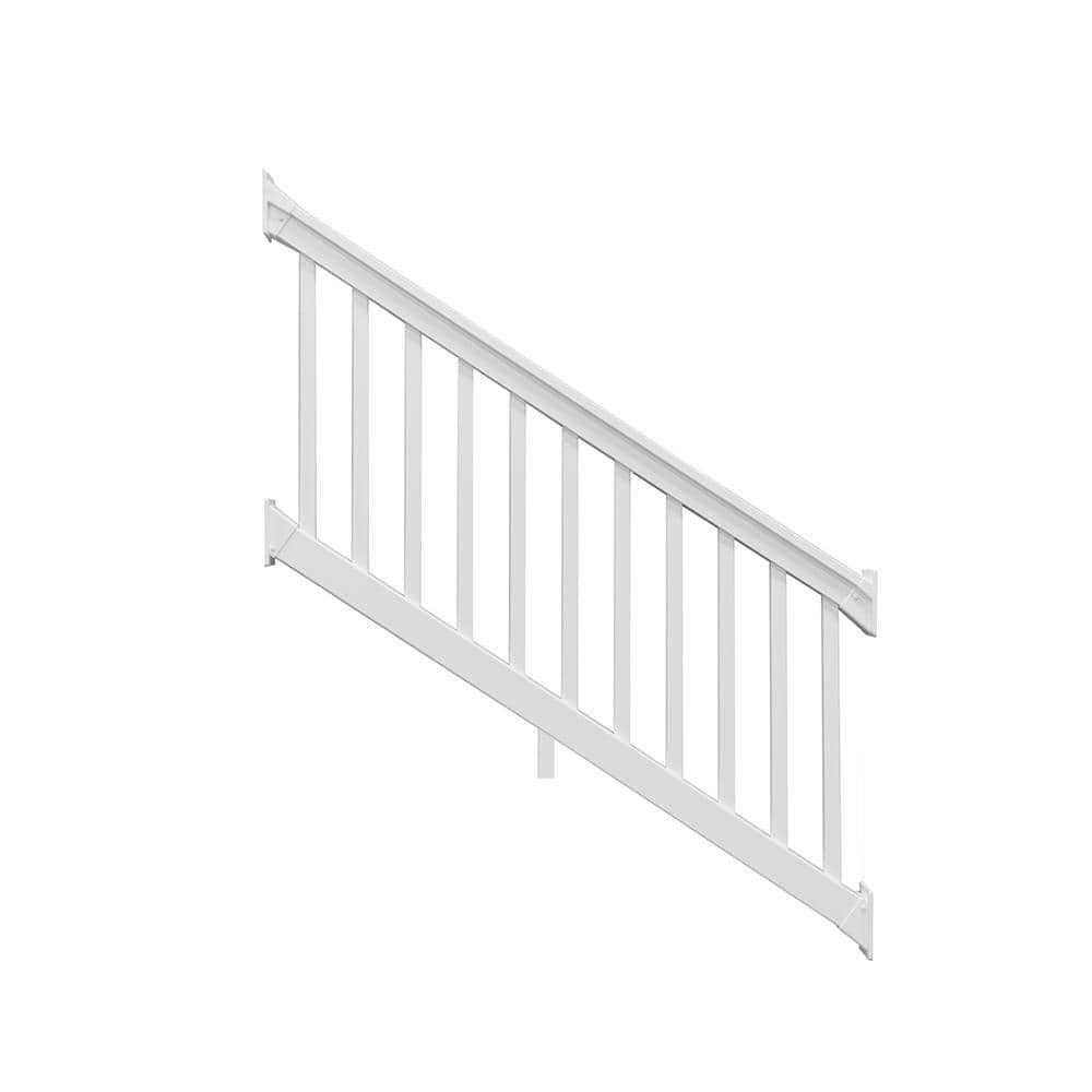 Weatherables 2-Rail Diamond 3 ft x 8 ft White Vinyl Fence Panel with 2 rails - Inhomebuy