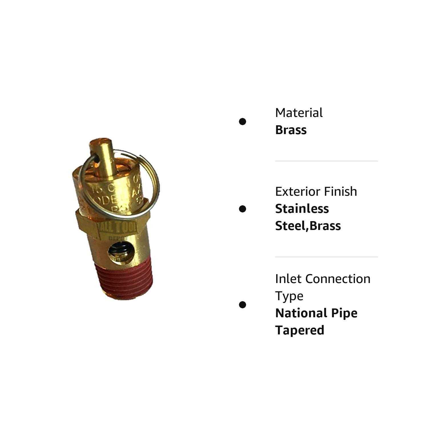 New 1/4 NPT PSI SCFM Air Compressor Relief Pressure Safety Valve - Inhomebuy
