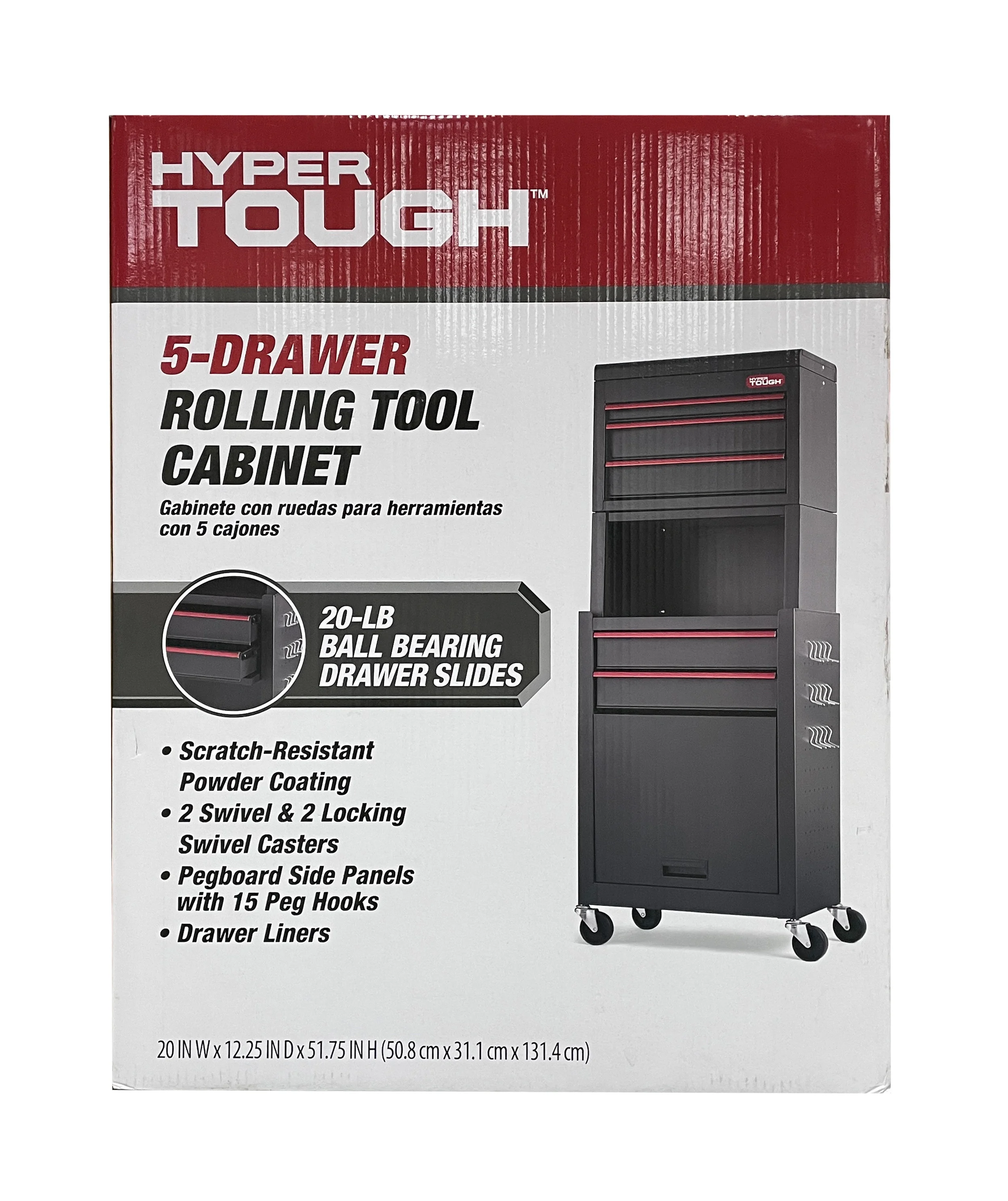 Hyper Tough 20-In 5-Drawer Rolling Tool Chest & Cabinet Combo - Inhomebuy