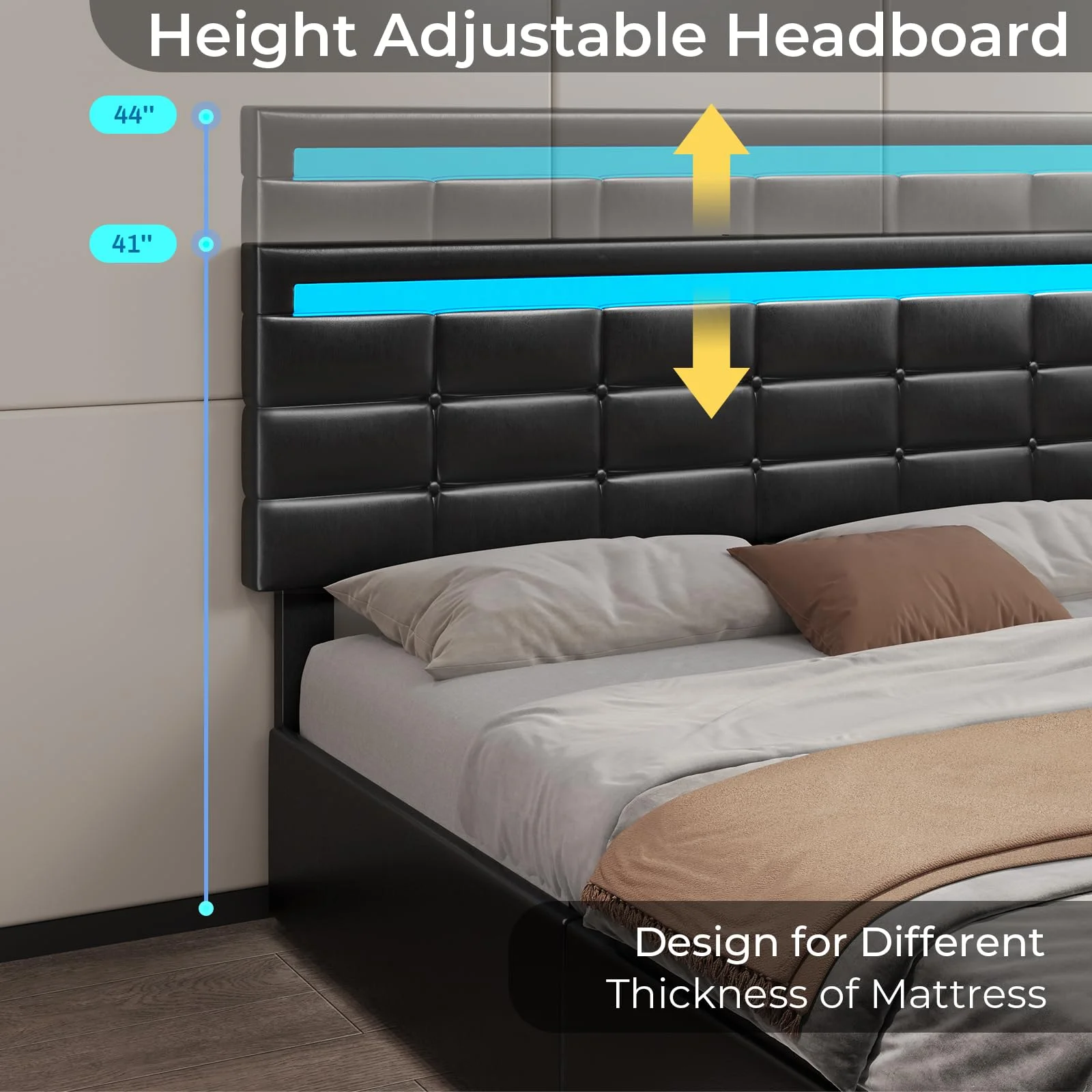 Afuhokles LED Bed Frame King Size with 2 USB Ports, Platform Bed Frame with LED Headboard and Footboard, Storage Drawers, No Box Spring Needed, White - Inhomebuy