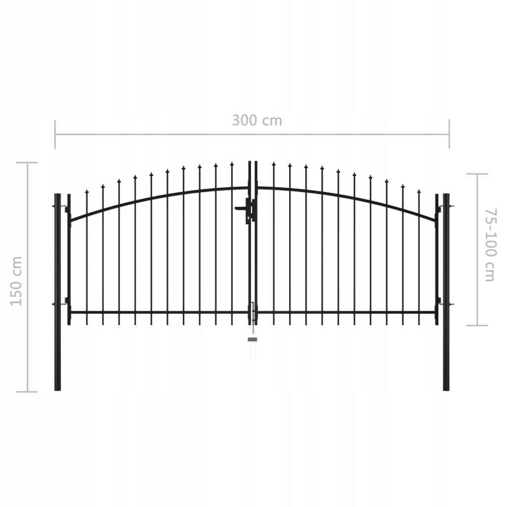 vidaXL Double Door Fence Gate with Spear Top - Inhomebuy
