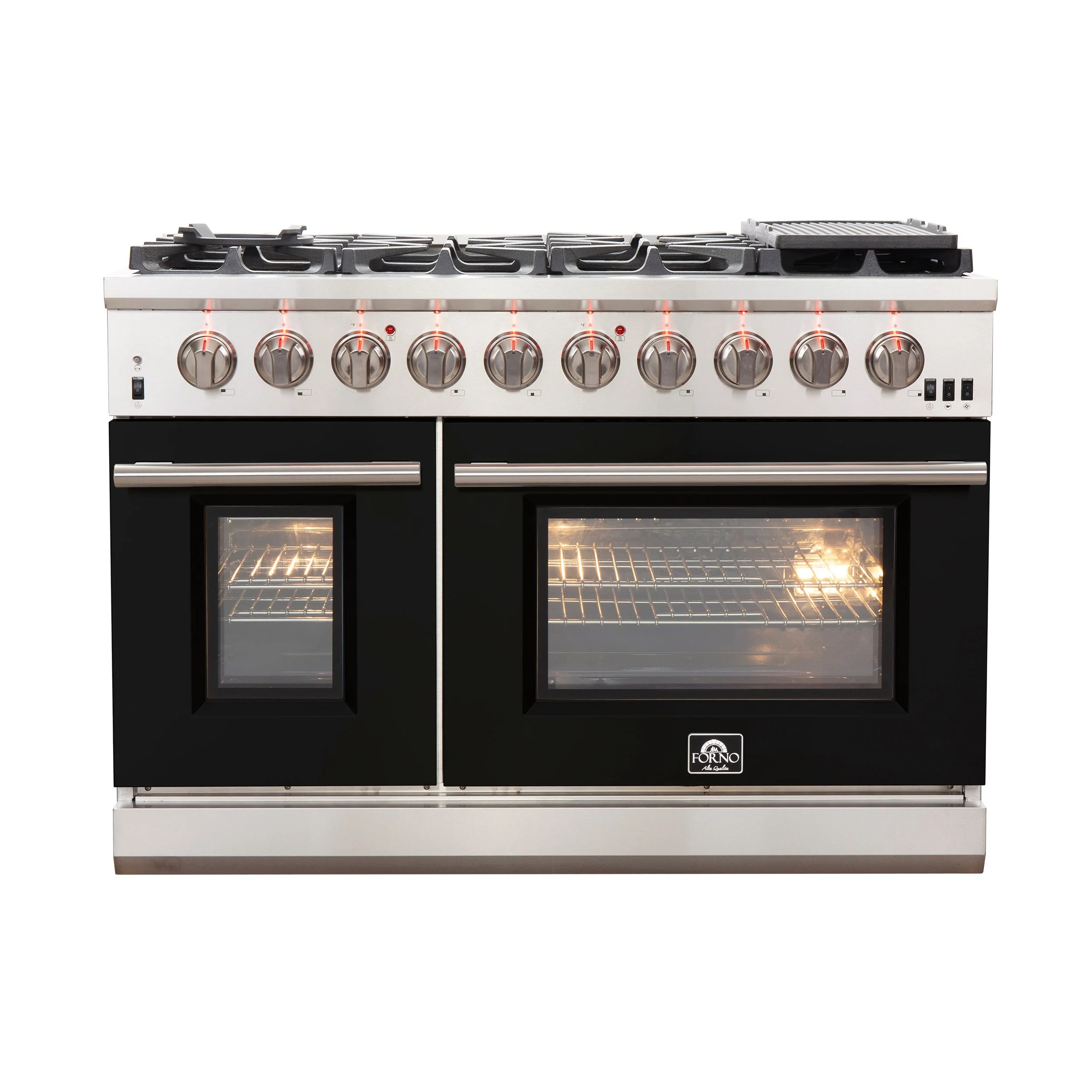 Forno 48 Inch Professional Freestanding Gas Range in Black, FFSGS6260-48BLK - Inhomebuy