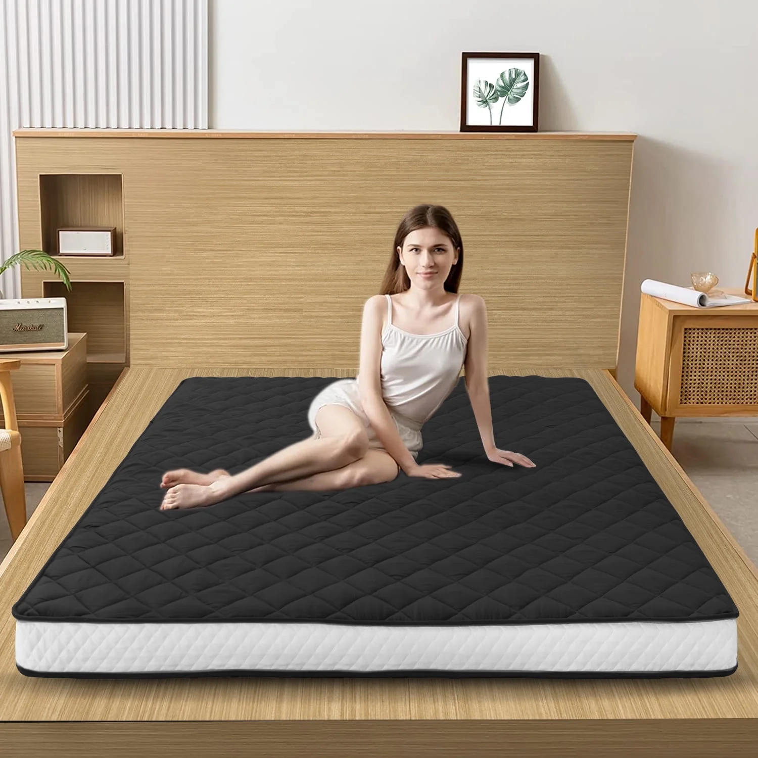 ABORON Japanese Floor Mattress, Upgraded Reversible Winter Futon Mattress Foam Mattress, 4