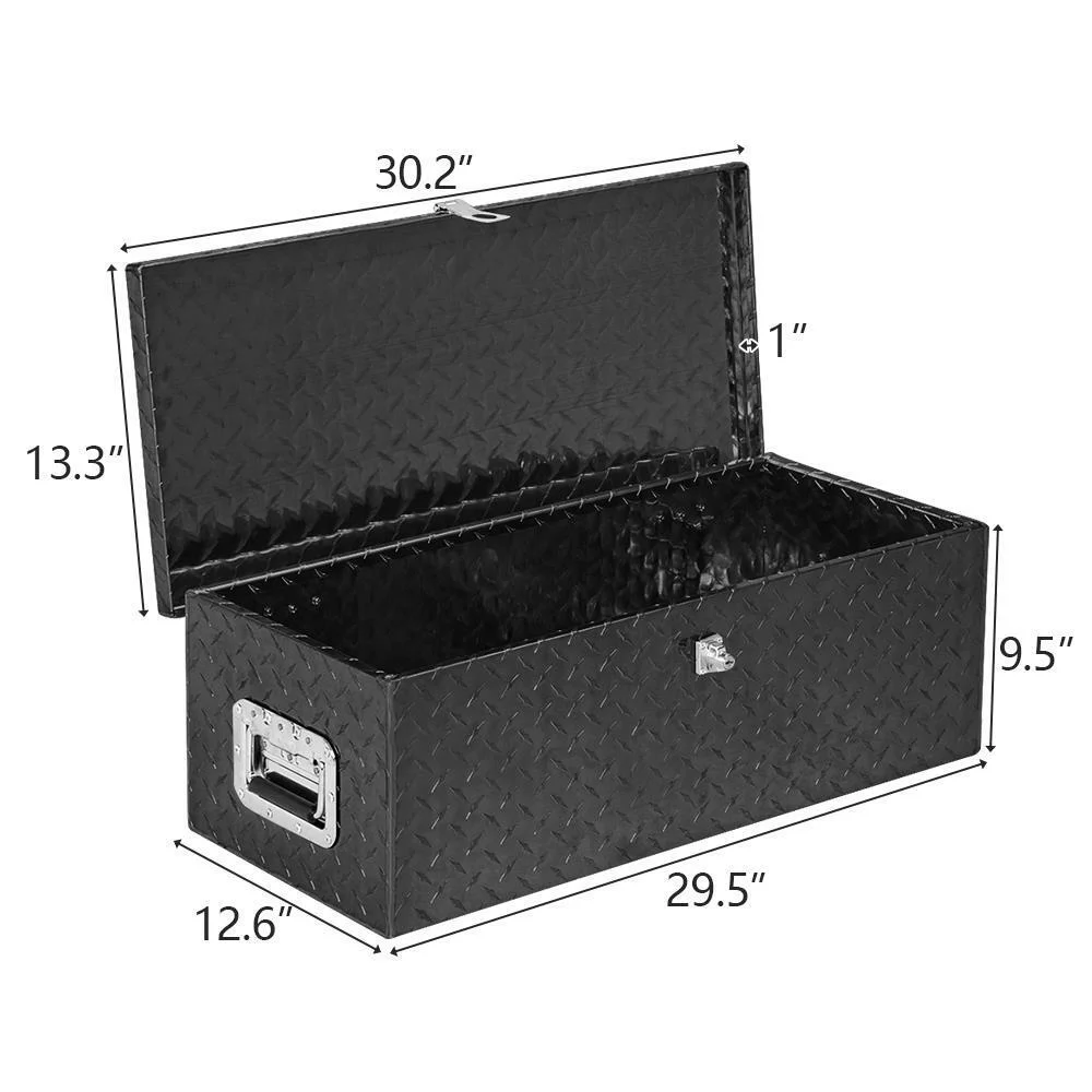 30” Aluminum Truck Tool Box with Lock Trailer Pickup Underbody Truckbed Storage, Black - Inhomebuy