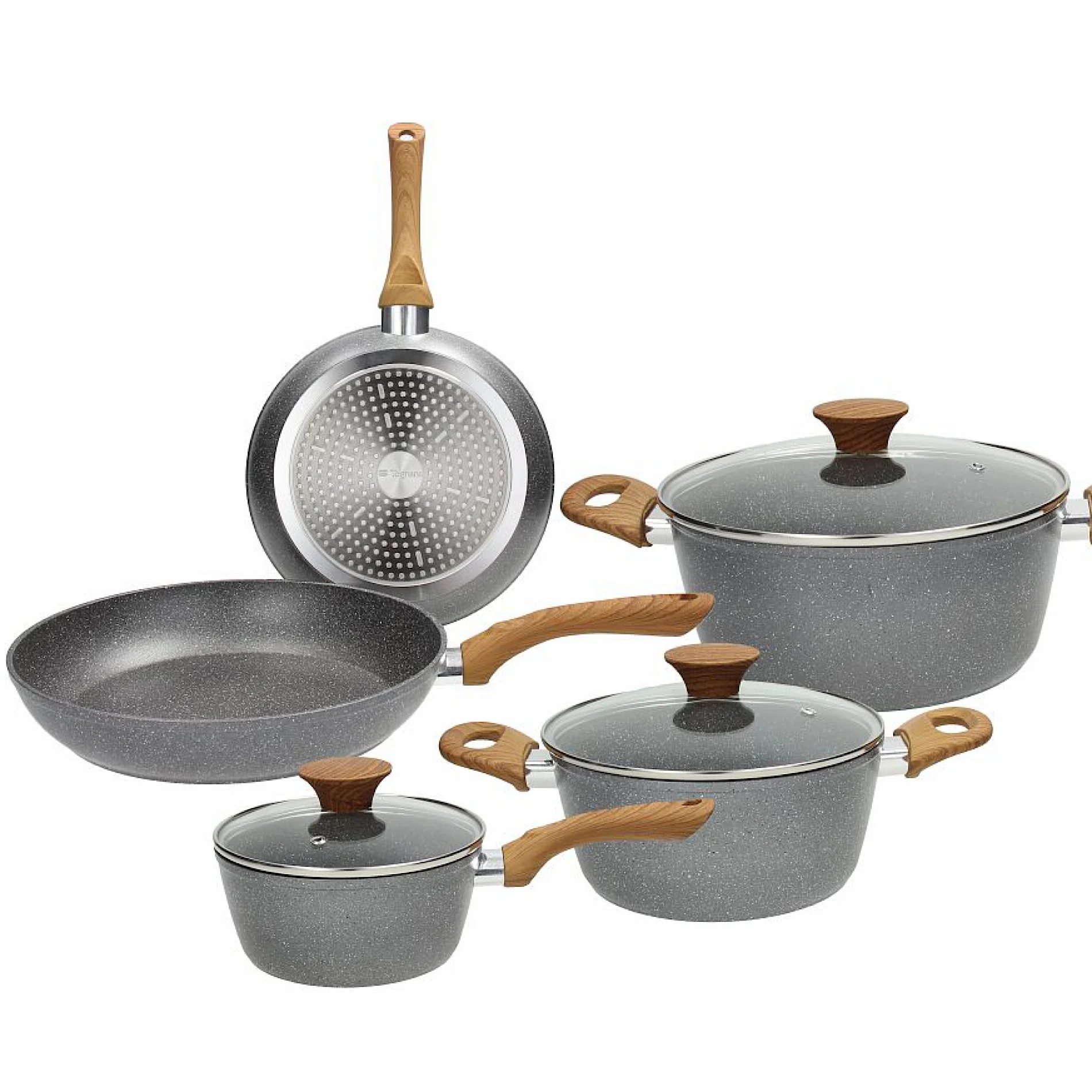 Cookware Set 8pcs Stone and Wood Line - Inhomebuy