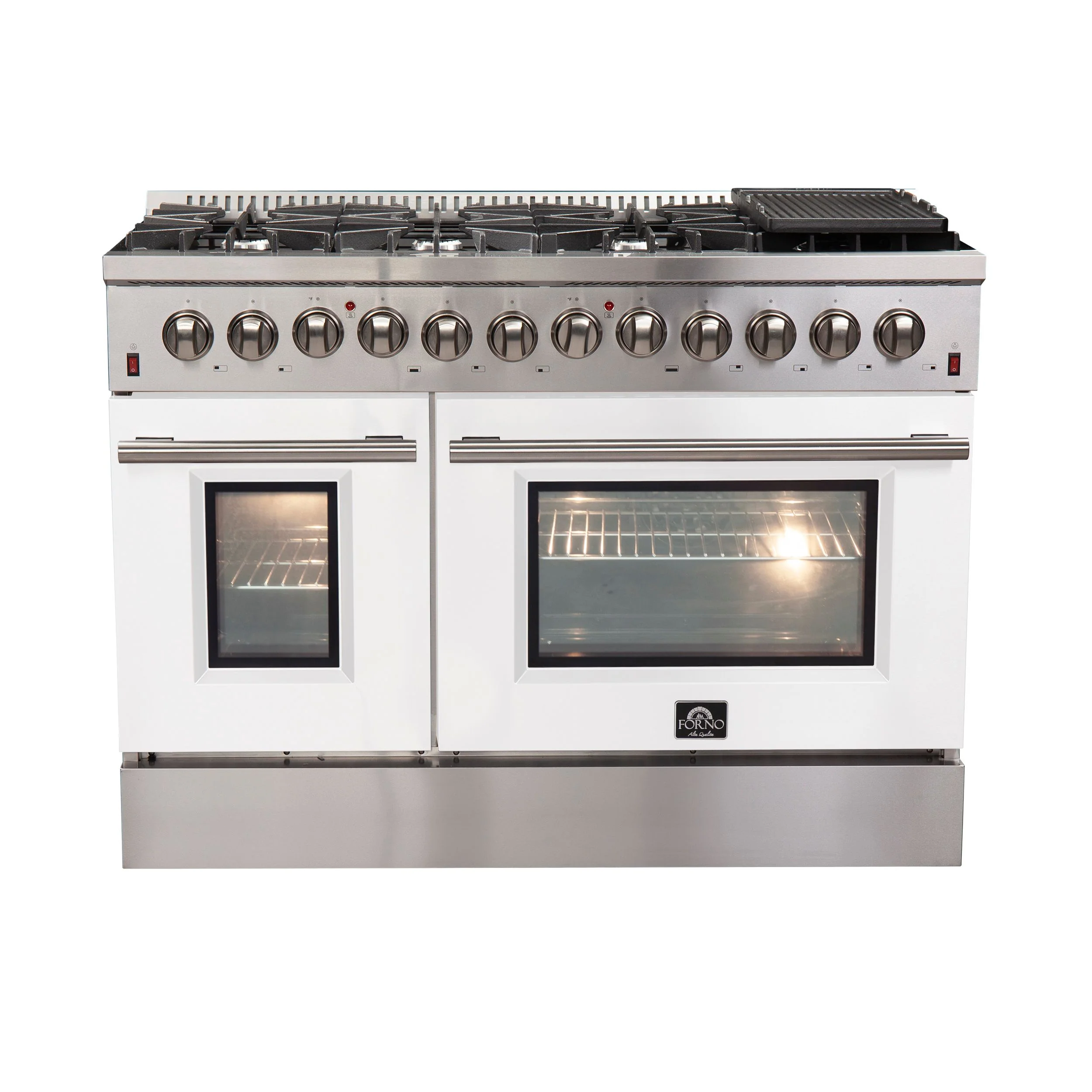 Forno 48 Inch Professional Freestanding Dual Fuel Range in White, FFSGS6156-48WHT - Inhomebuy