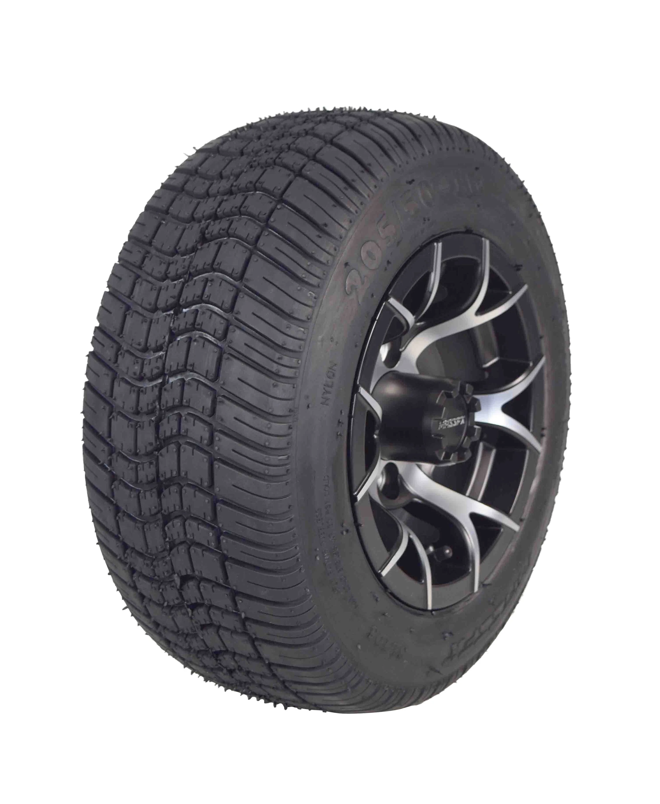 MASSFX 205/50-10 Golf Cart Turf Tire & Black Wheel Kit A240 10x7 4/101.6 - Inhomebuy