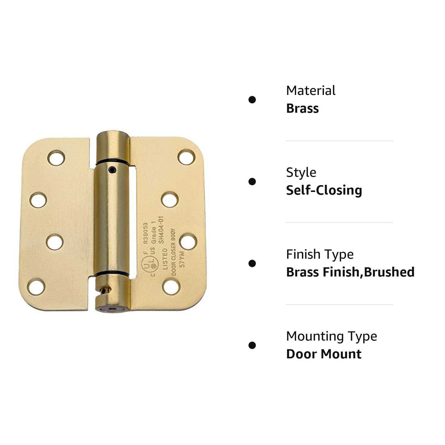 Dynasty Hardware 4 inch Spring Loaded Door Hinge Self Closing with 5/8 Radius Corners - Inhomebuy