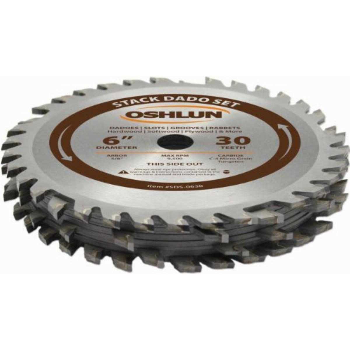 Oshlun Sds-0630 6-Inch 30 Tooth Stack Dado Set with 5/8-Inch Arbor - Inhomebuy