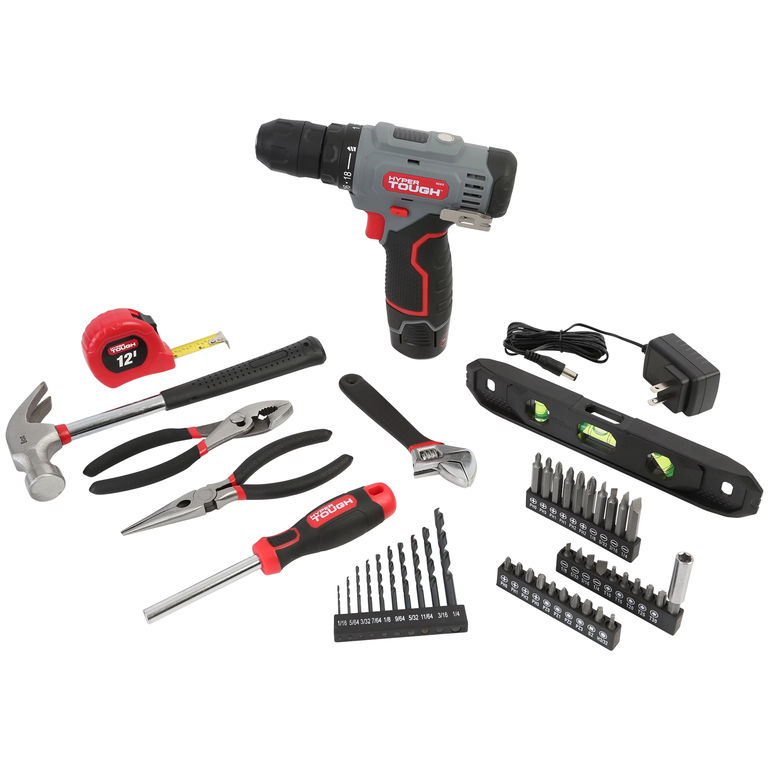 Hyper Tough 12V Max* Lithium-Ion Cordless 3/8-Inch Drill Driver 50-Piece Project Kit and 1.5Ah Battery, Gifts For Mom and Dad, Model 99312 - Inhomebuy