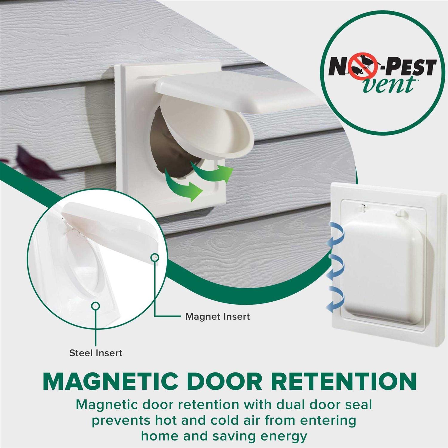 NO-PEST Vent Dual Door Dryer Vent Cover Outdoor 4 inch Made in USA w Highest UV Resistant Plastic in any Outdoor Vent Cover - Inhomebuy