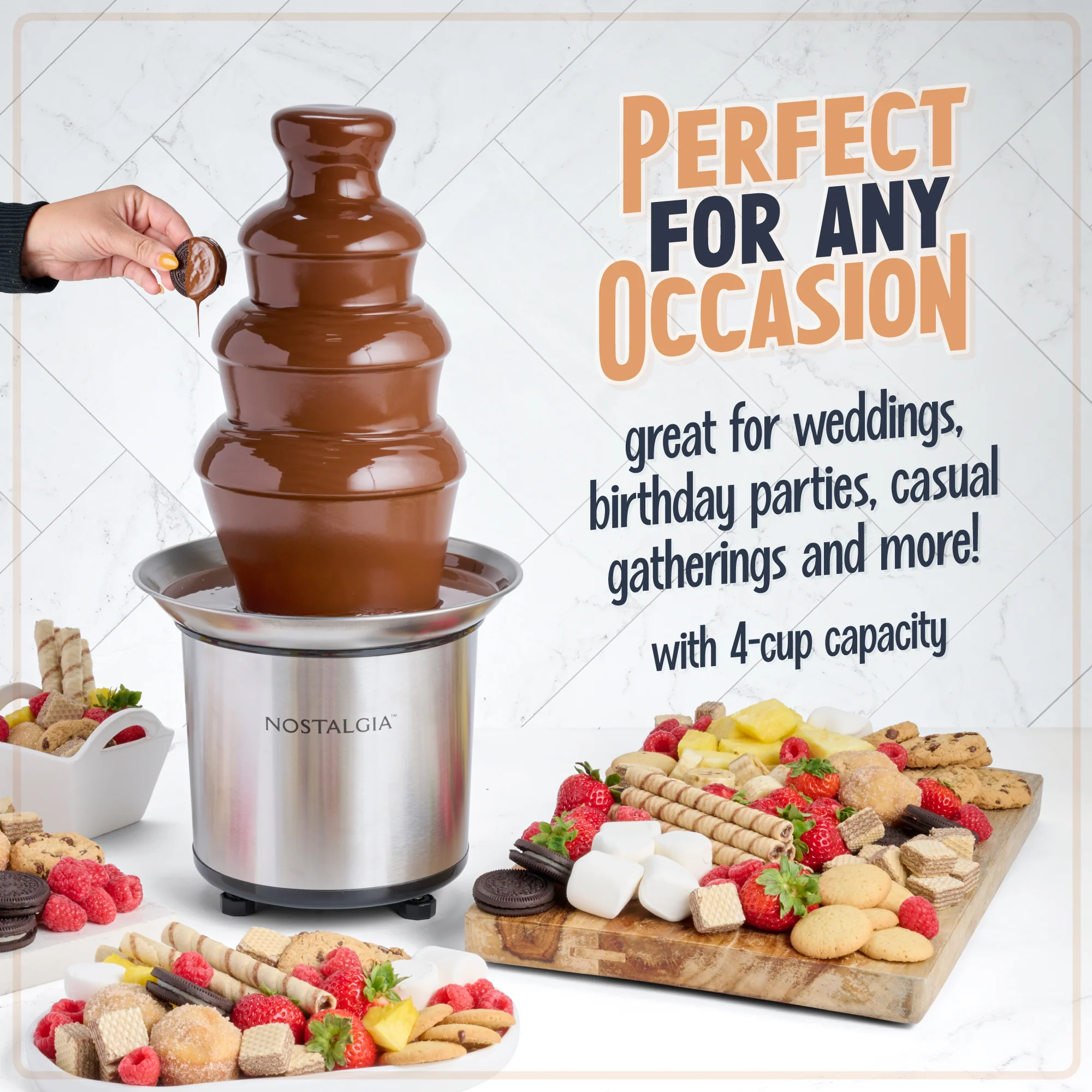4-Tier 2-pound Stainless Steel Chocolate Fondue Fountain - Inhomebuy