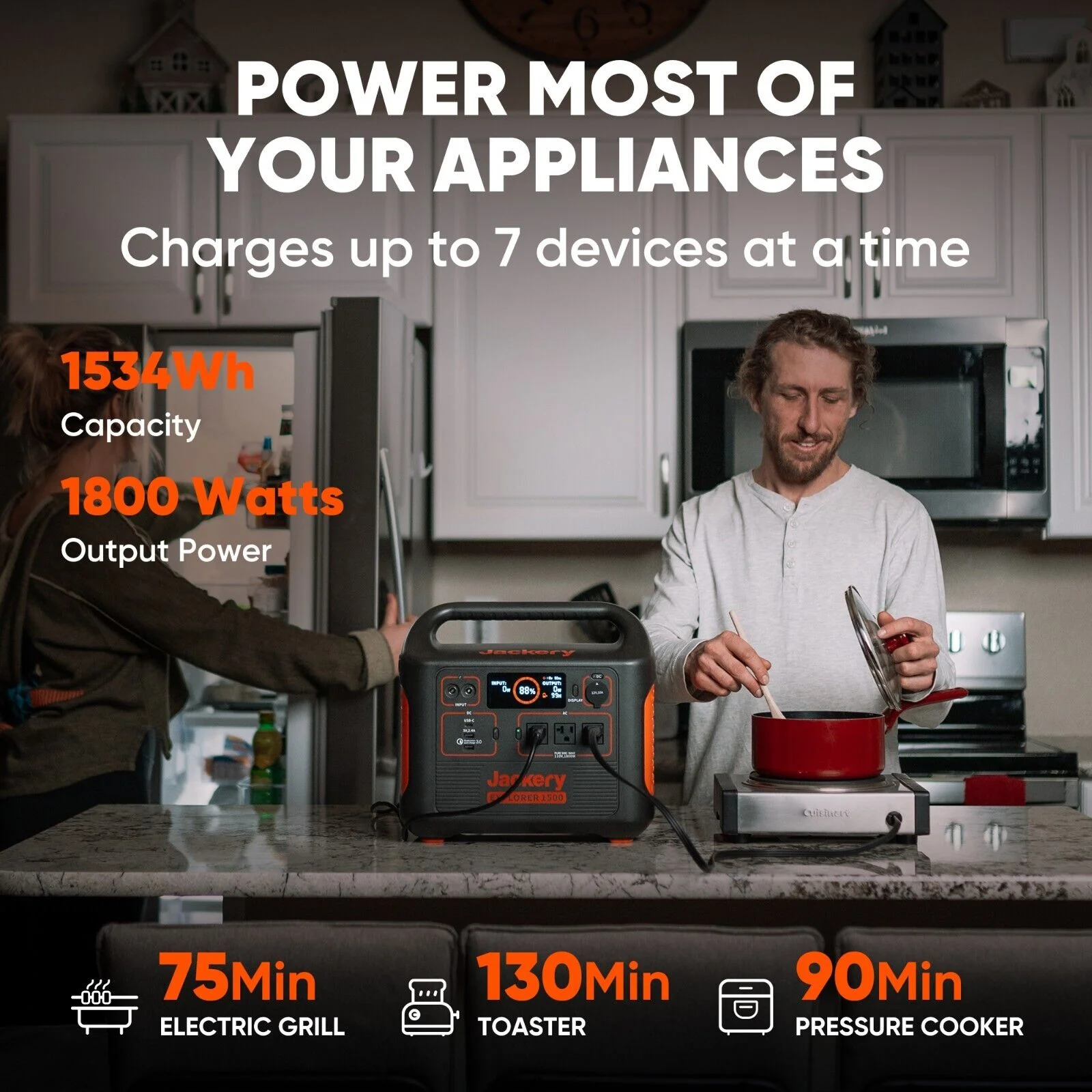 【Restored】Jackery Portable Power Station Explorer 1500, 1534Wh Portable Generator - Inhomebuy