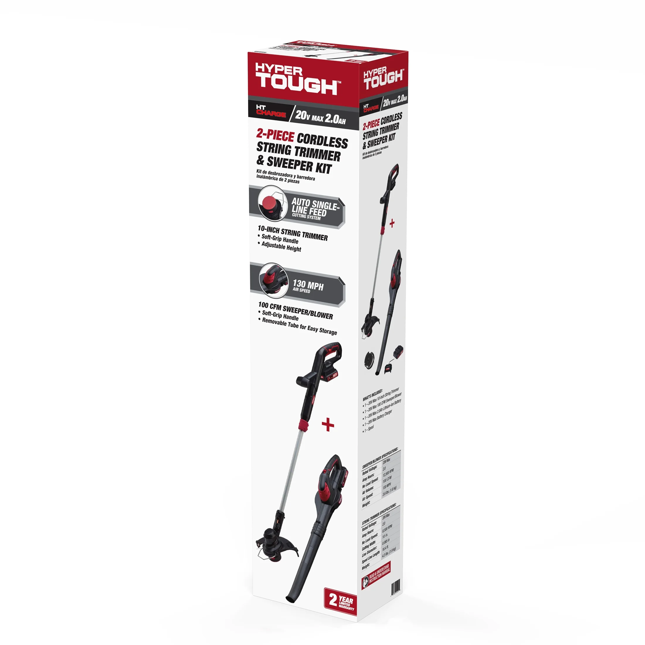 Hyper Tough 20V Max Cordless Combo Kit, 10-inch String Trimmer & 130 mph Sweeper - Inhomebuy