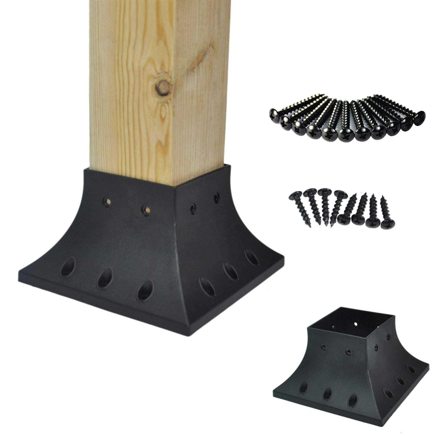 Myard Pnp114040 4×4 Inches Post Base Cover Skirt Flange with Screws for Deck Porch Handrail Railing Support Trim Anchor - Inhomebuy