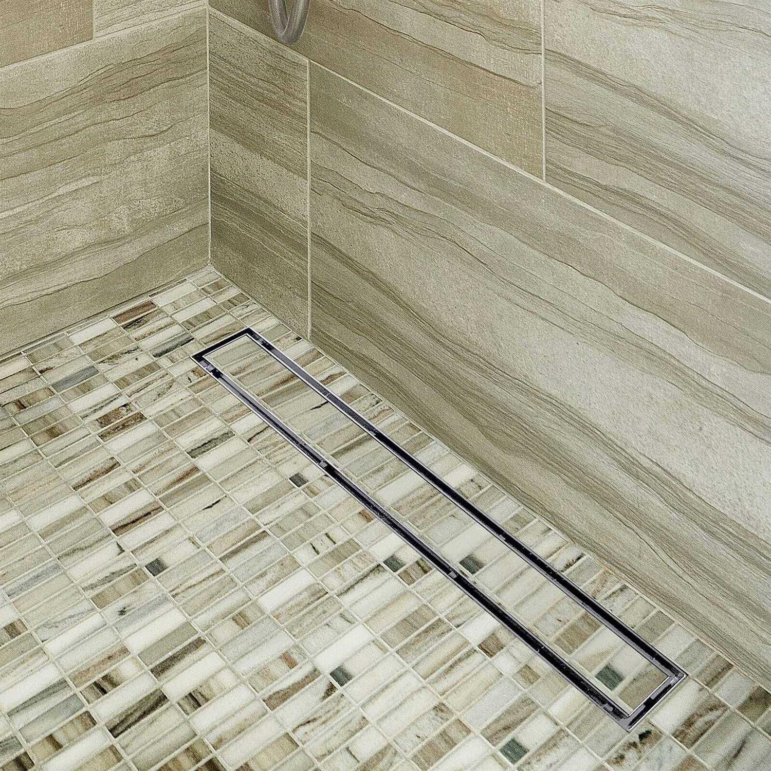 Neodrain Linear Shower Drain with Removable Quadrato Pattern Grate - Inhomebuy