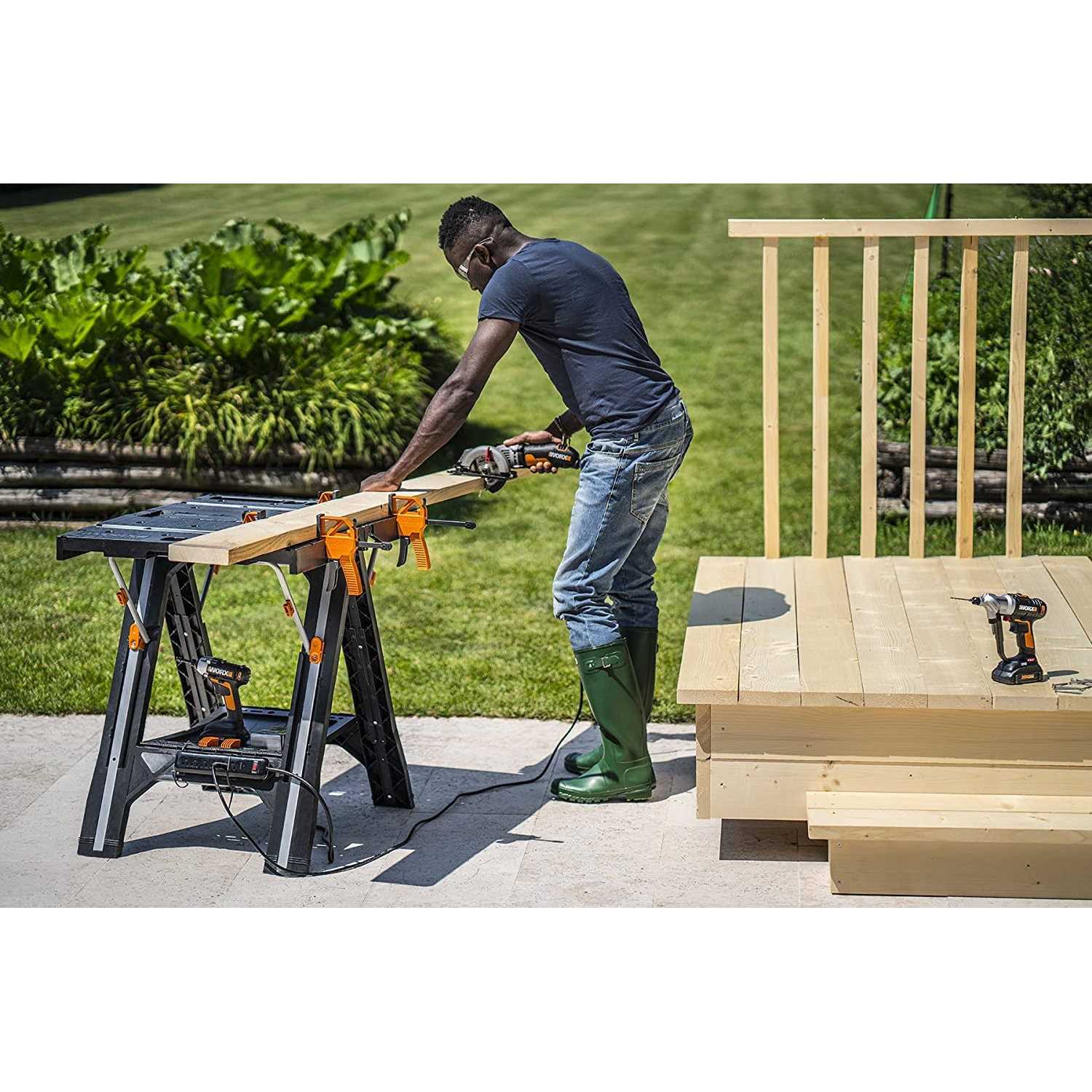 Worx WX051 Pegasus Folding Work Table Sawhorse - Inhomebuy