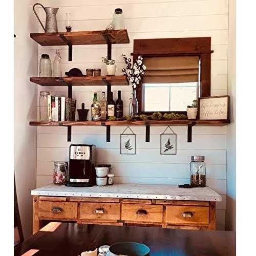 MY RUSTIC Shelf Brackets Lip Brackets for Shelves Industrial Forged Steel Floating Shelf - Inhomebuy