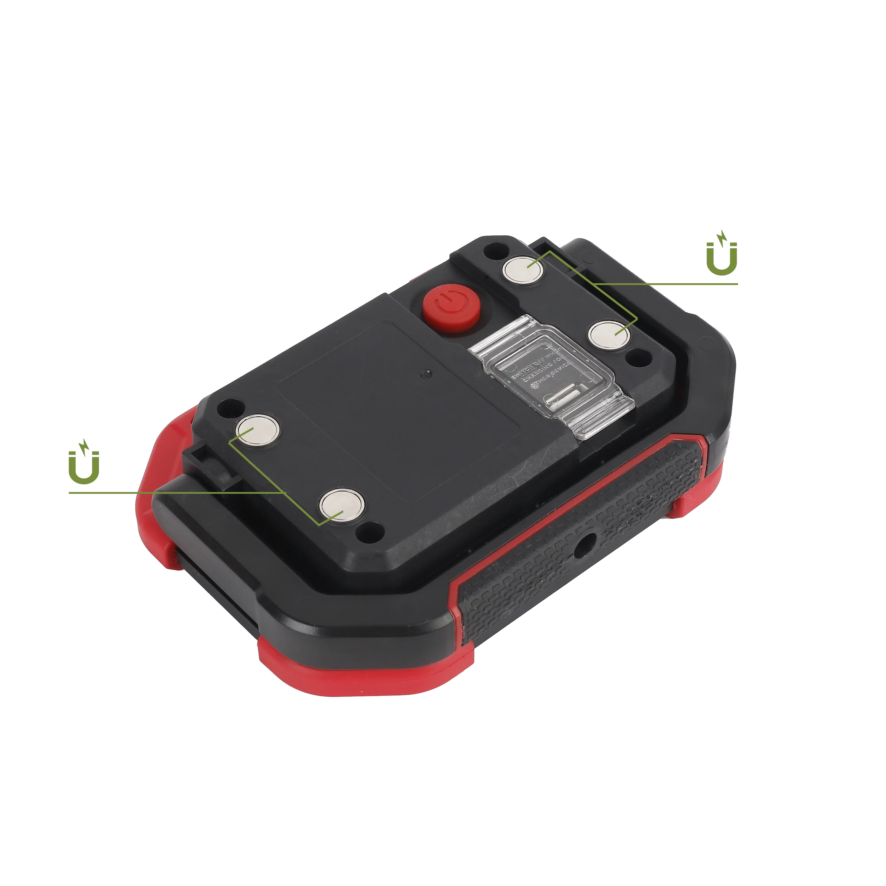 Hyper Tough 1200 Lumen LED Rechargeable Portable Work Light, Red, Black - Inhomebuy