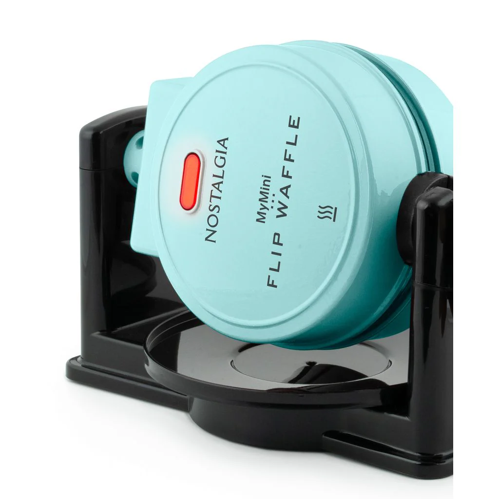 MyMini Flip Belgian Waffle Maker, Aqua - Inhomebuy