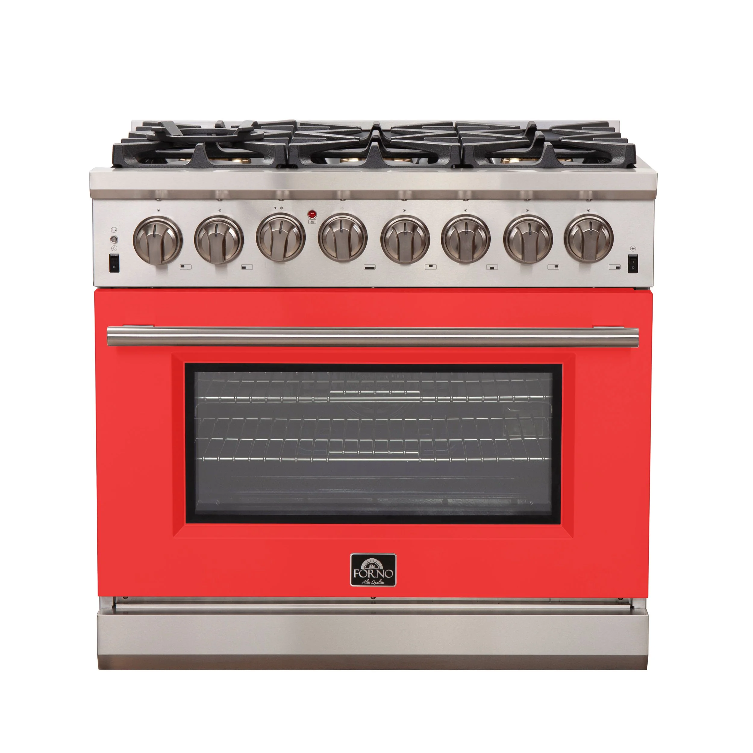 Forno 36 Inch Professional Freestanding Dual Fuel Range in Red, FFSGS6187-36RED - Inhomebuy
