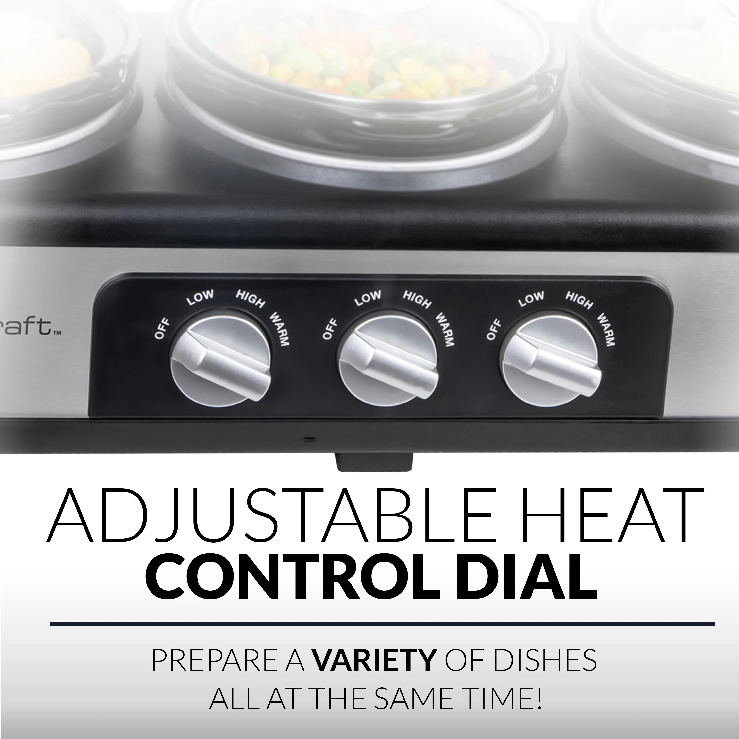 HomeCraft�?3-Station 1.5-Quart Oval Slow Cooker Buffet, Stainless Steel - Inhomebuy