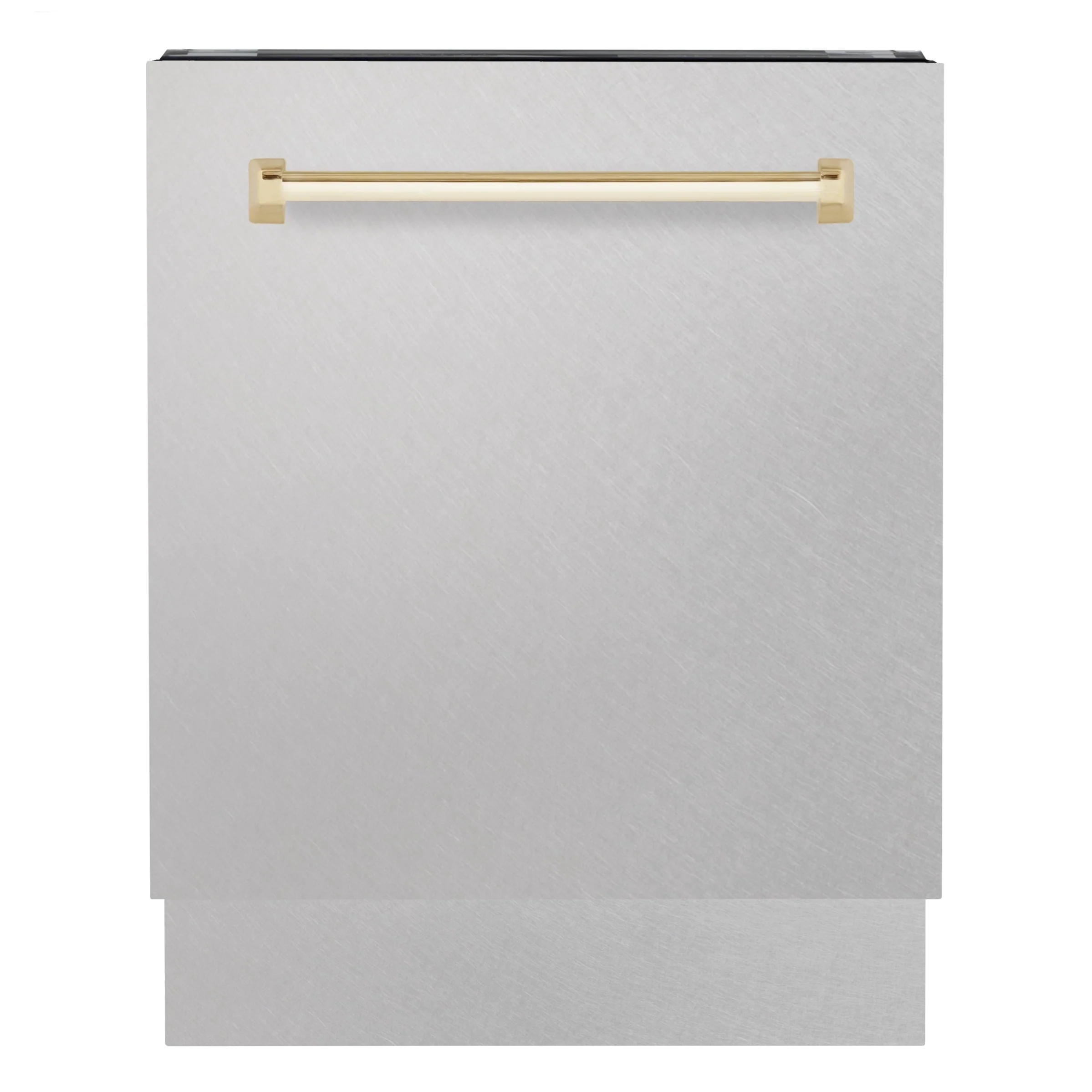 ZLINE Autograph Series 24 inch Tall Dishwasher in DuraSnow® Stainless Steel with Gold Handle, DWVZ-SN-24-G - Inhomebuy