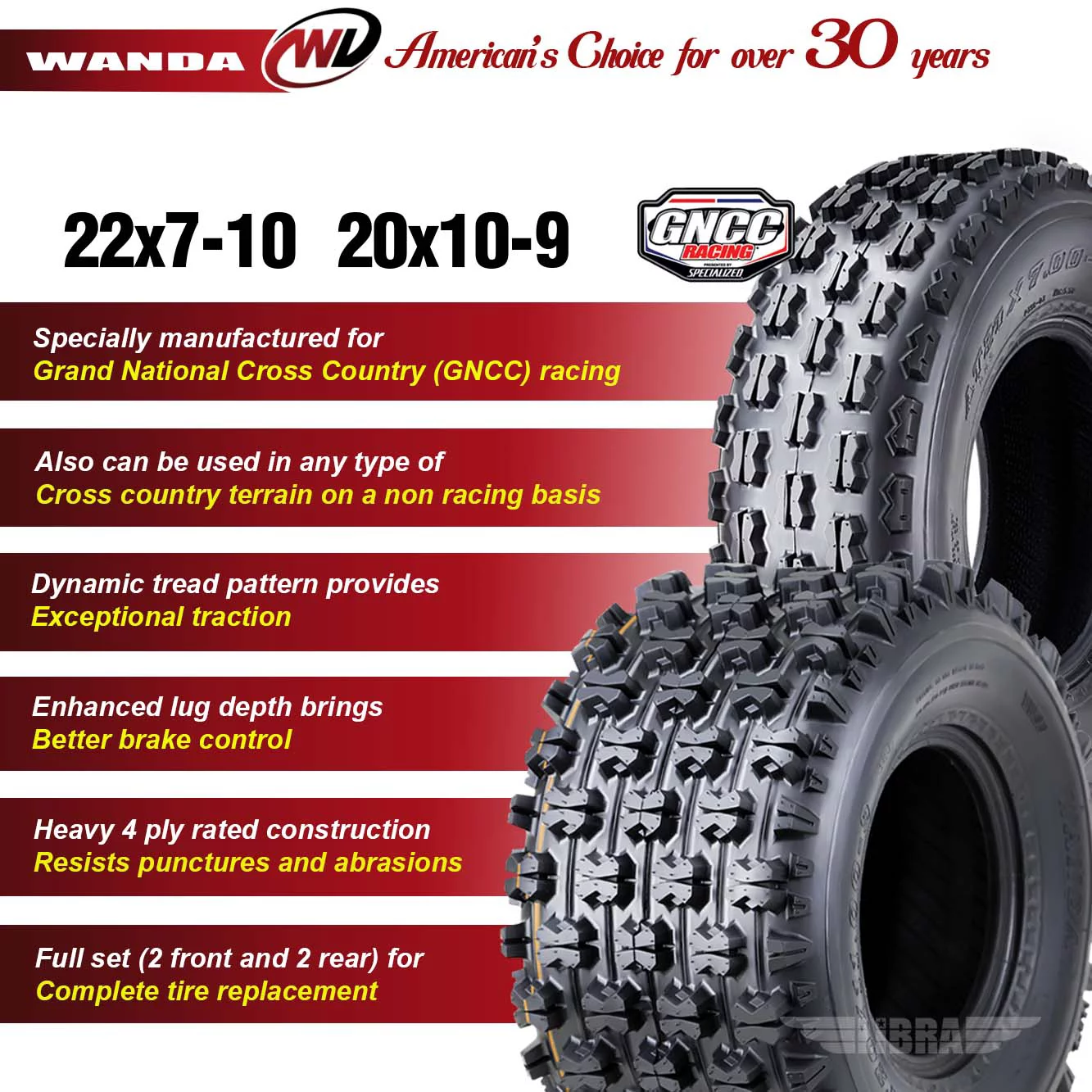 Set of 2 UTV ATV tires 20x7-8 20x7x8 4PR - Inhomebuy