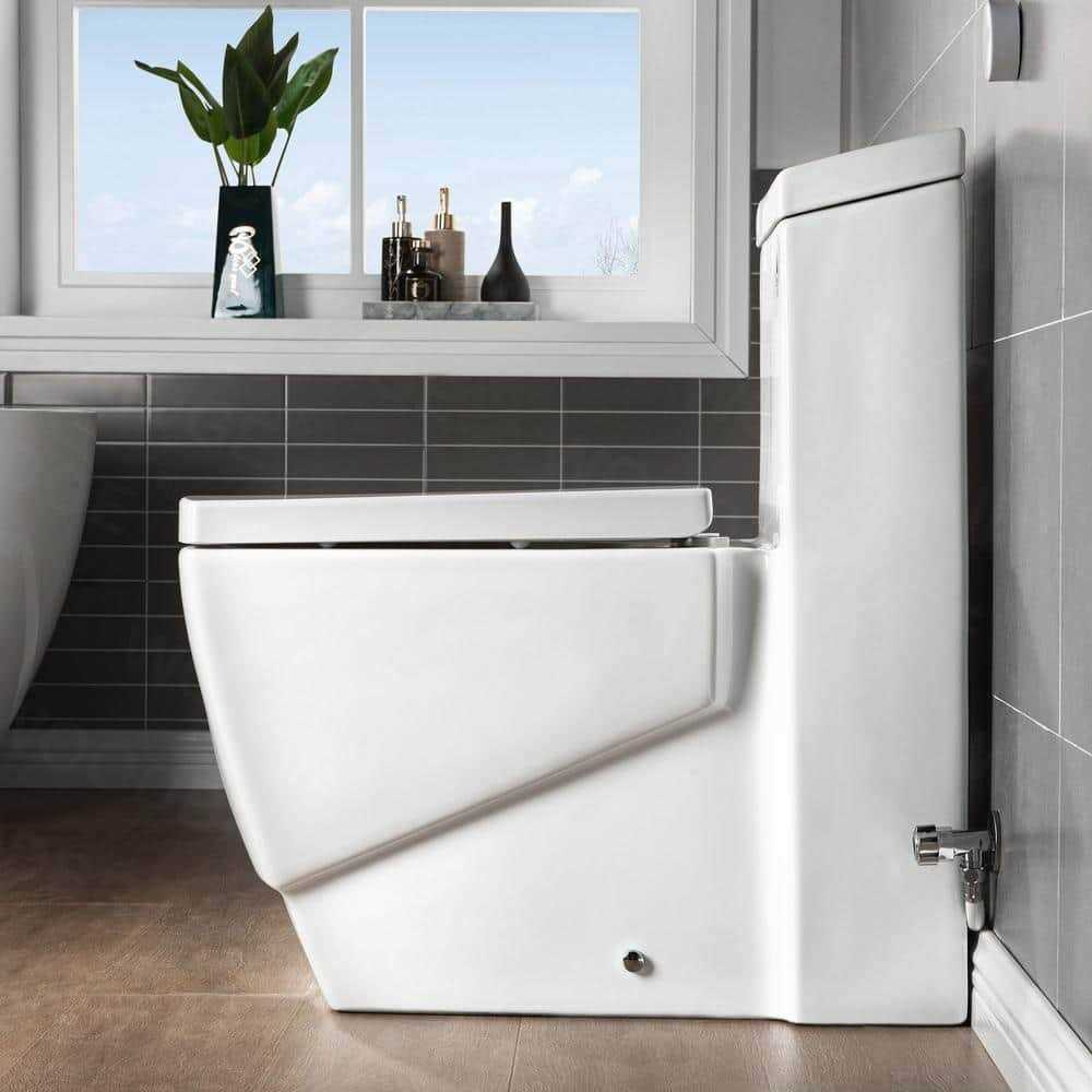 WOODBRIDGE Modern 1-piece GPF Dual Flush Square Elongated All-in One Toilet in White Seat Included - Inhomebuy