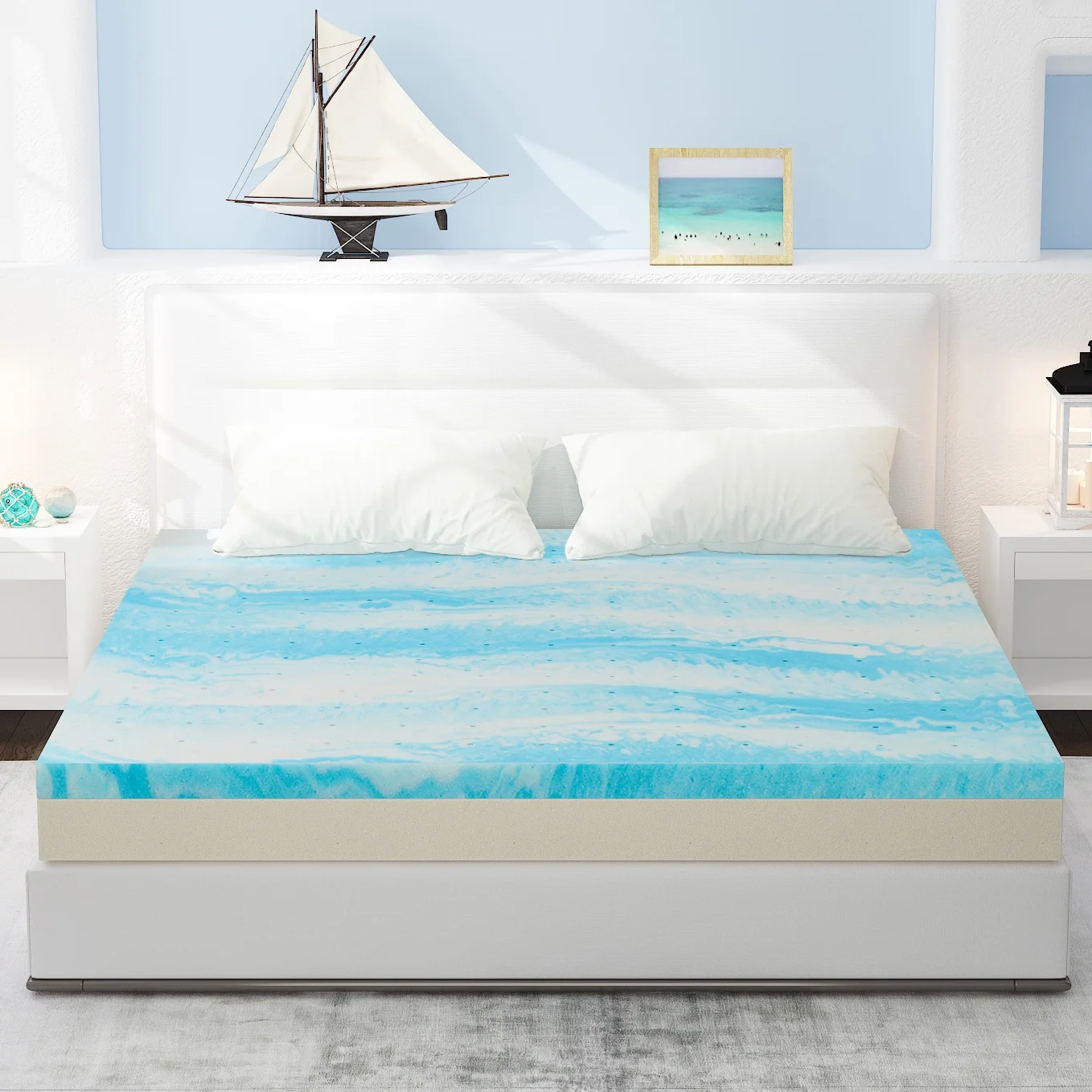 Yangming Twin Mattress Topper, 3 Inch Memory Foam Mattress Topper, Medium Firm Gel Mattress Topper, Cool and Breathable - Inhomebuy