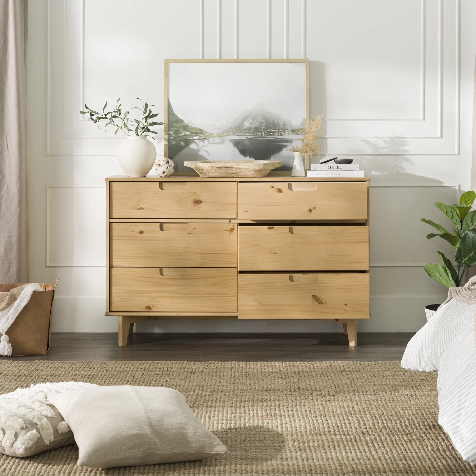 Walker Edison Sonoma 6-Drawer Solid Wood Caramel Dresser - Inhomebuy