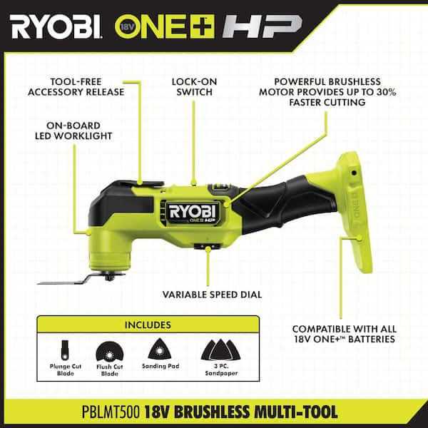 RYOBI ONE+ 18V Lithium-Ion 4.0 Ah Compact Battery and Charger Kit with FREE Brushless ONE+ HP - Inhomebuy