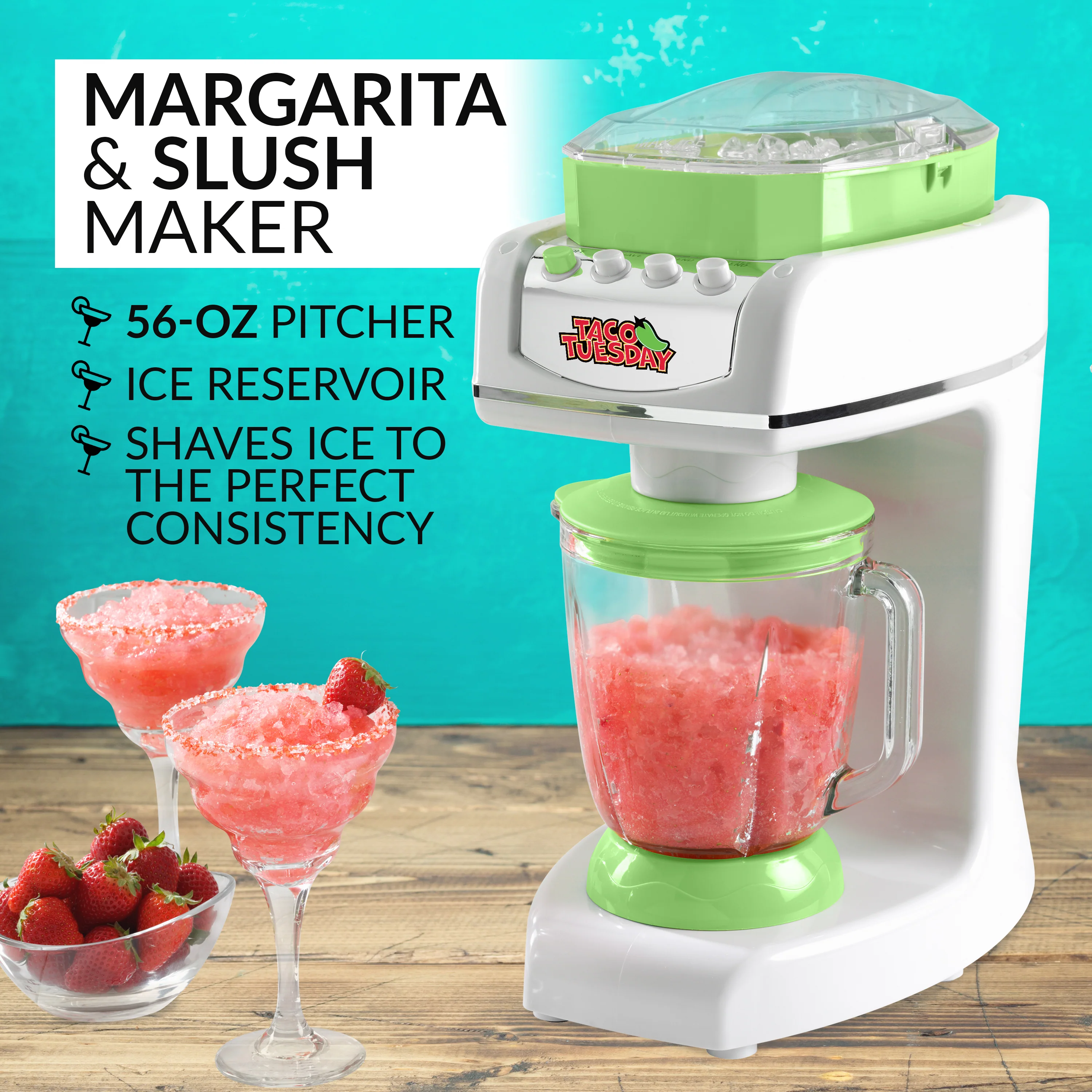 Taco Tuesday 56-Oz. Margarita & Slush Maker, 3 Blending Options - Inhomebuy