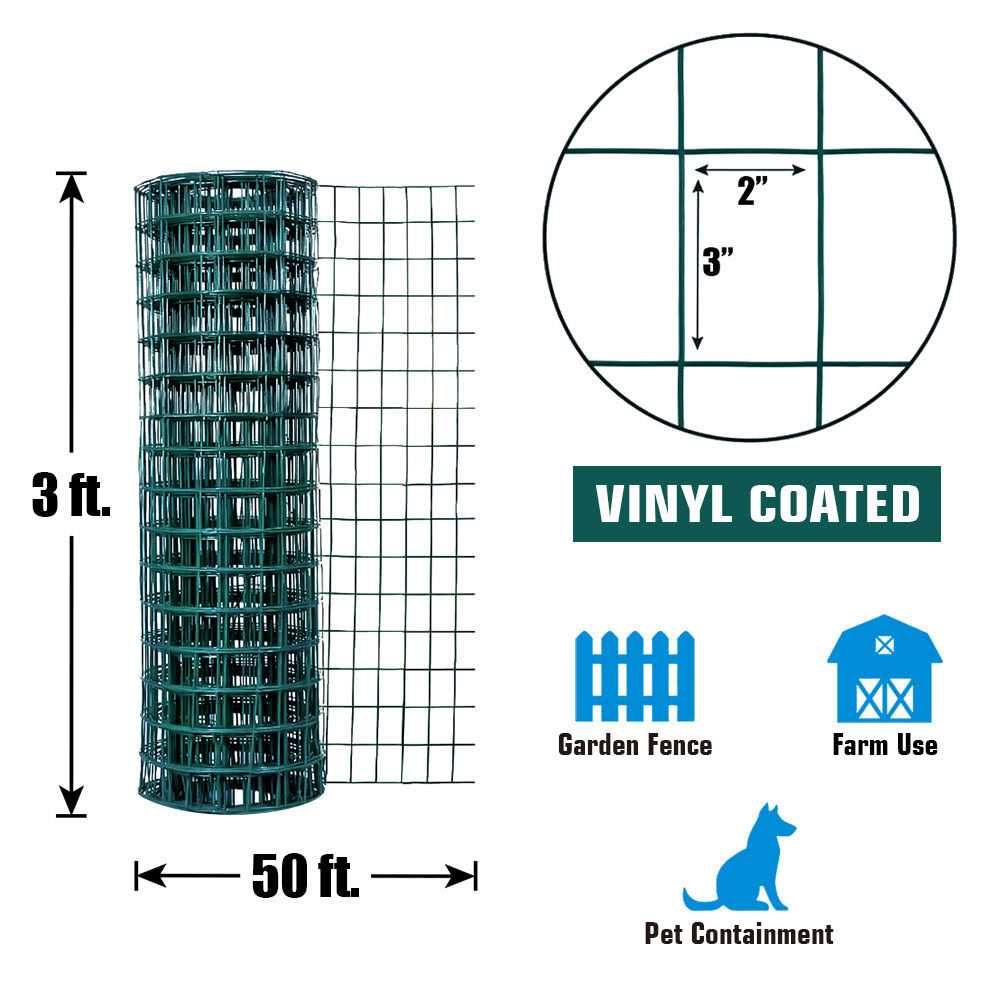 Fencer Wire 16 Gauge Green Vinyl Coated Welded Wire Mesh Size 2 Inch X 3 Inch - Inhomebuy