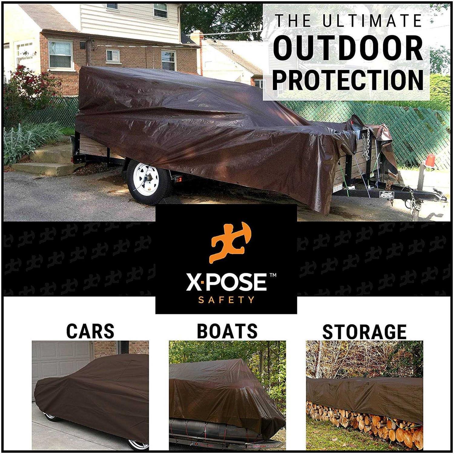 Xpose Safety Super Heavy Duty 16 Mil Brown Poly Tarp - Inhomebuy