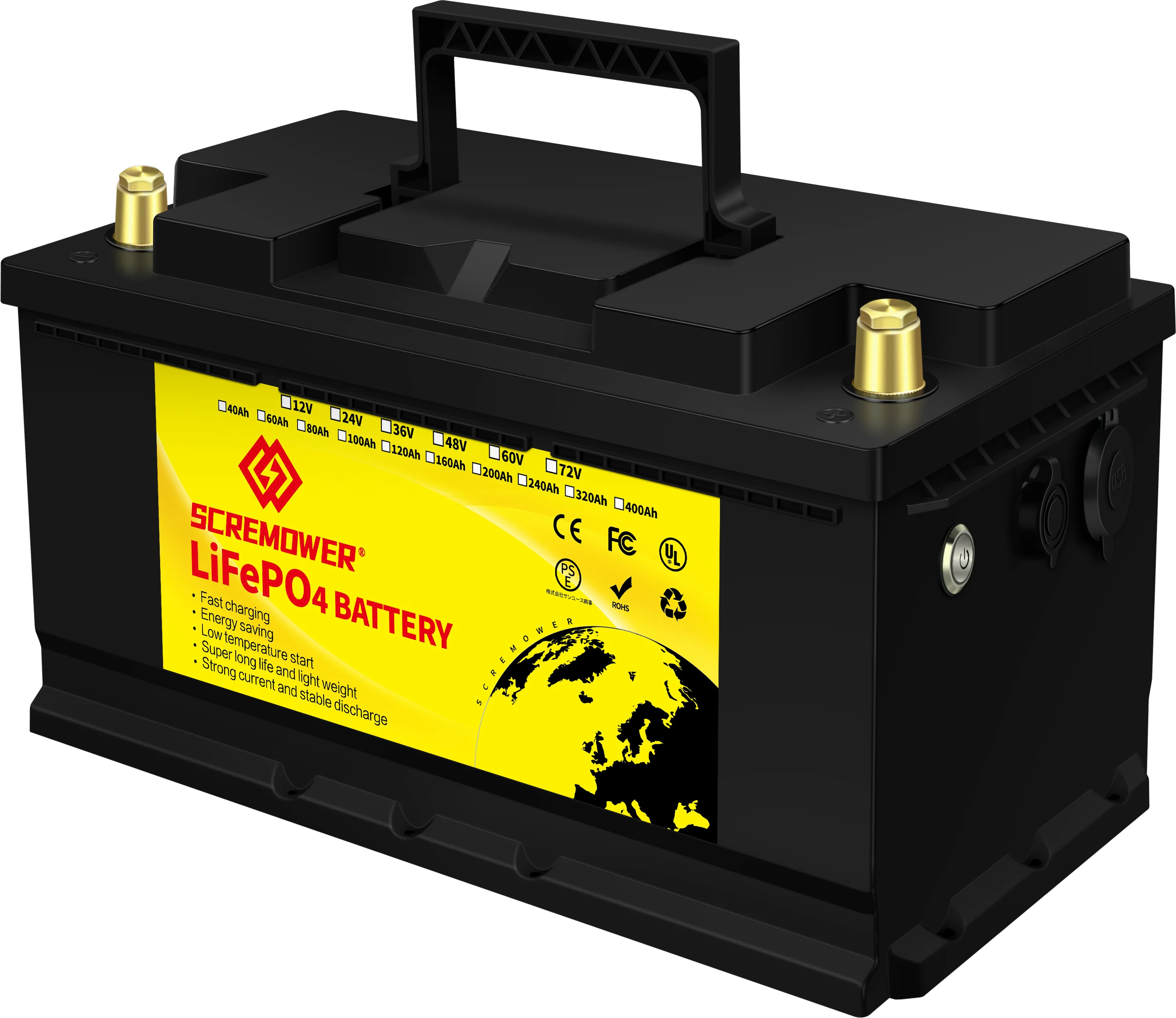 LiFePO4 Battery 12V 100Ah, 5000-15000 Deep Cycles Lithium Iron Battery with BMS for Campers RV Solar Golf Carts,  Backup Power,4S4P - Inhomebuy