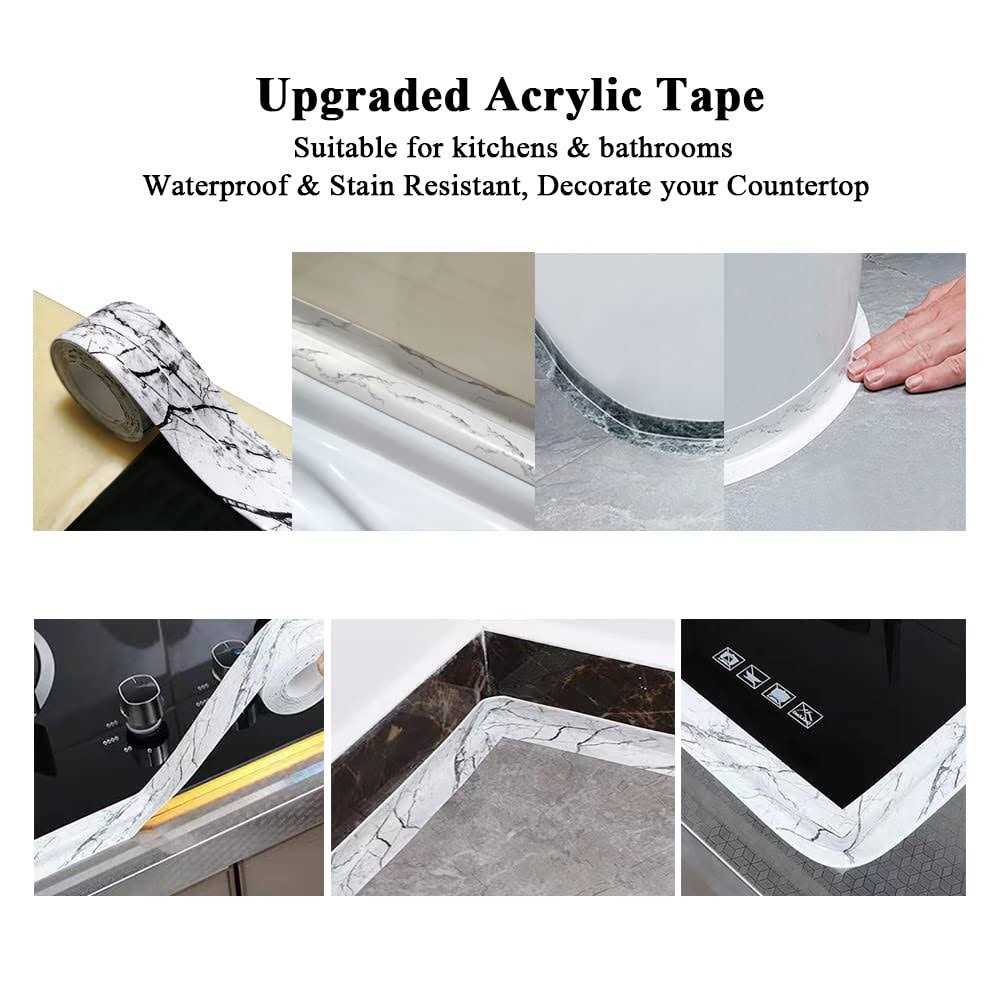 Dstorelhp Kitchen & Bath Caulk Tape Sealant Strip 1.5”x10.5FT Pvc Self Adhesive Caulk Strip Waterproof Caulking Tape - Inhomebuy