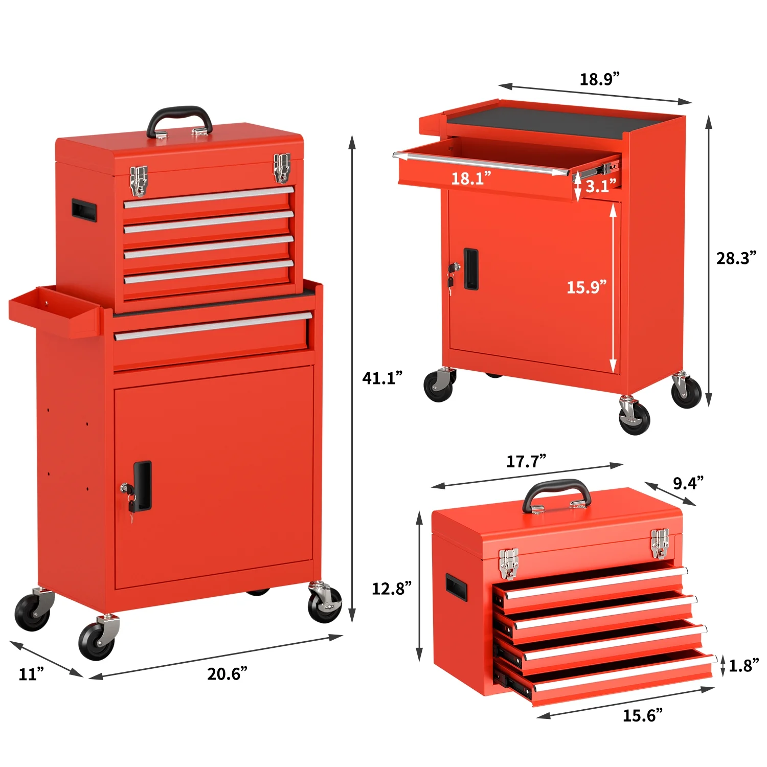 5 Drawer Mechanic Tool Chest with Wheels Heavy Duty Rolling Tool Box Cabinet Keyed Locking System Toolbox Organizer for Workshop Darkblue - Inhomebuy