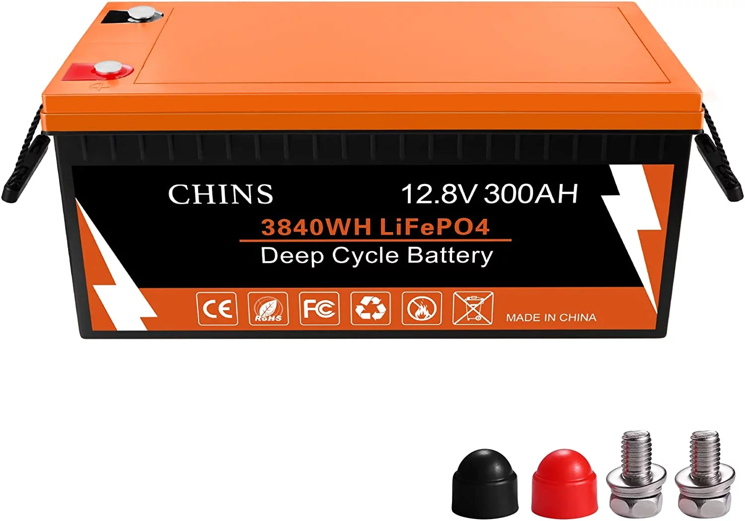 CHINS Smart LiFePO4 Lithium Iron Battery 12.8V 100Ah for Boat Fishing - Inhomebuy