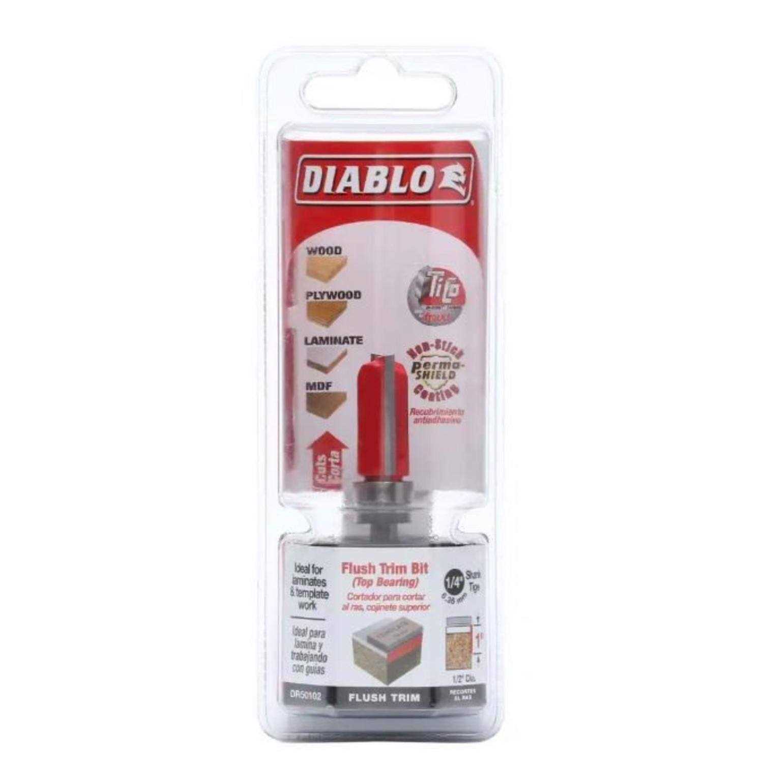 Diablo 1/2 in. D X 2-13/16 in. L Carbide Bearing Flush Trim Bit DR42104 - Inhomebuy