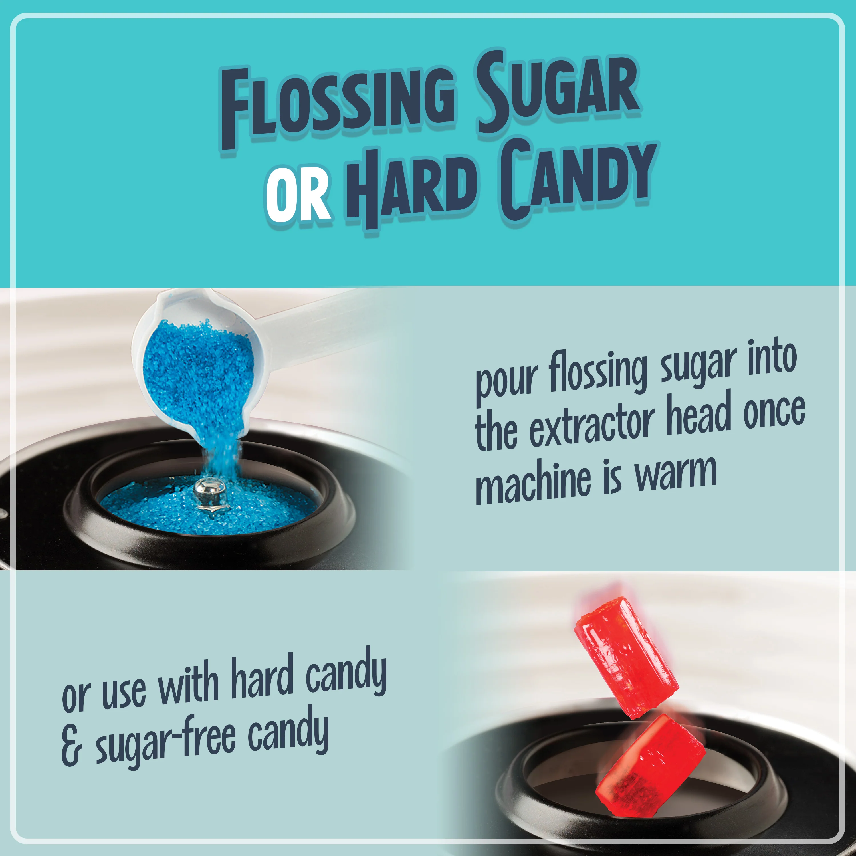 Classic Retro Hard & Sugar-Free Candy Cotton Candy Maker, Aqua - Inhomebuy