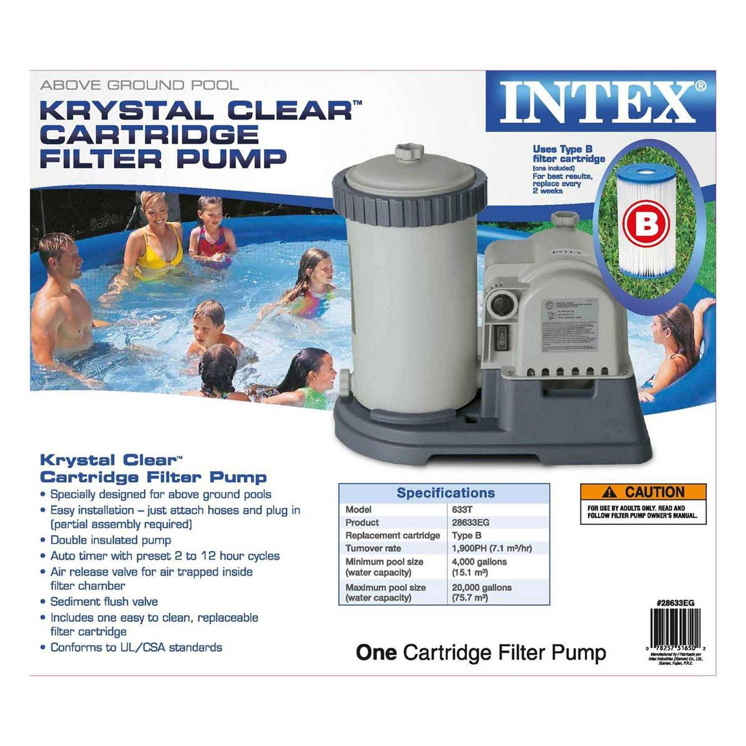 Intex Krystal Clear 2500 GPH Filter Cartridge Pump - Inhomebuy