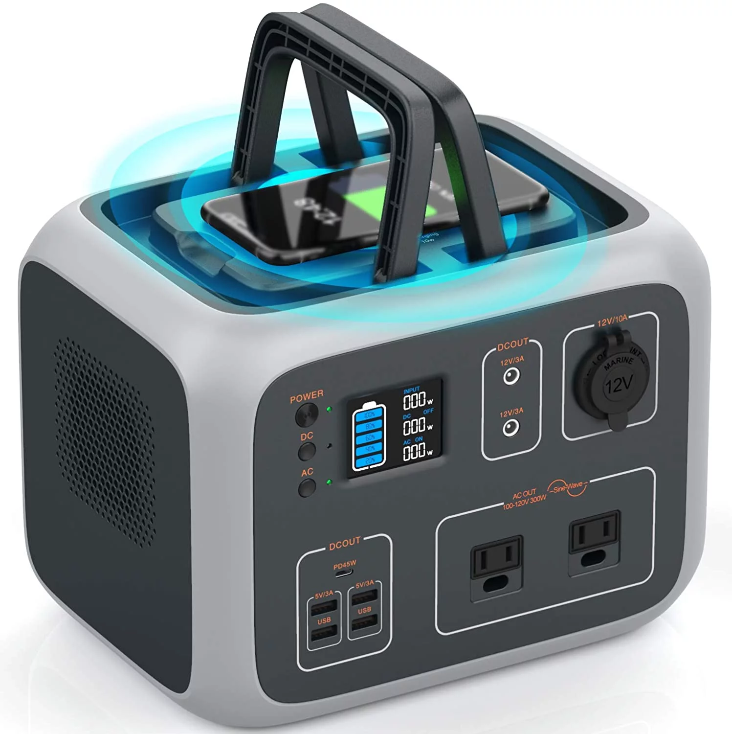 Wattfun Portable Power Station, 96000mAh/298Wh LiFePO4 Solar Generator - Inhomebuy