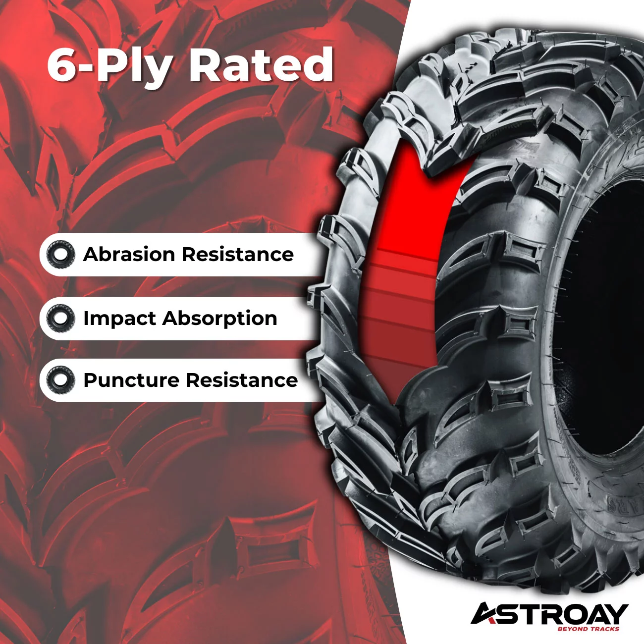25 x 10 - 12 Astroay Mars-A Utility ATV/UTV Tire - Inhomebuy