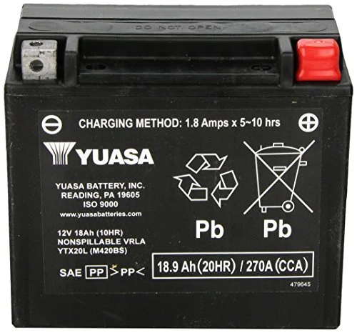 Yuasa YTX20L AGM Maintenance Free Battery (YUAM420BS) - Inhomebuy