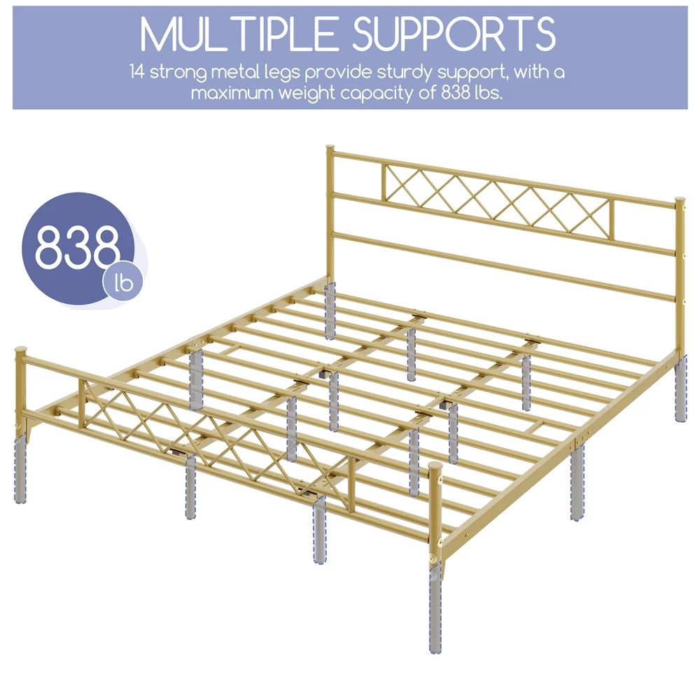 Yaheetech Metal Platform Bed Frame with Headboard and Footboard, Queen Size, Black - Inhomebuy