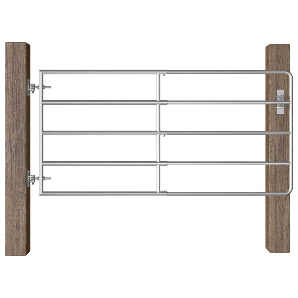 vidaXL 5 Bar Field Gate Steelx35.4 Silver - Inhomebuy