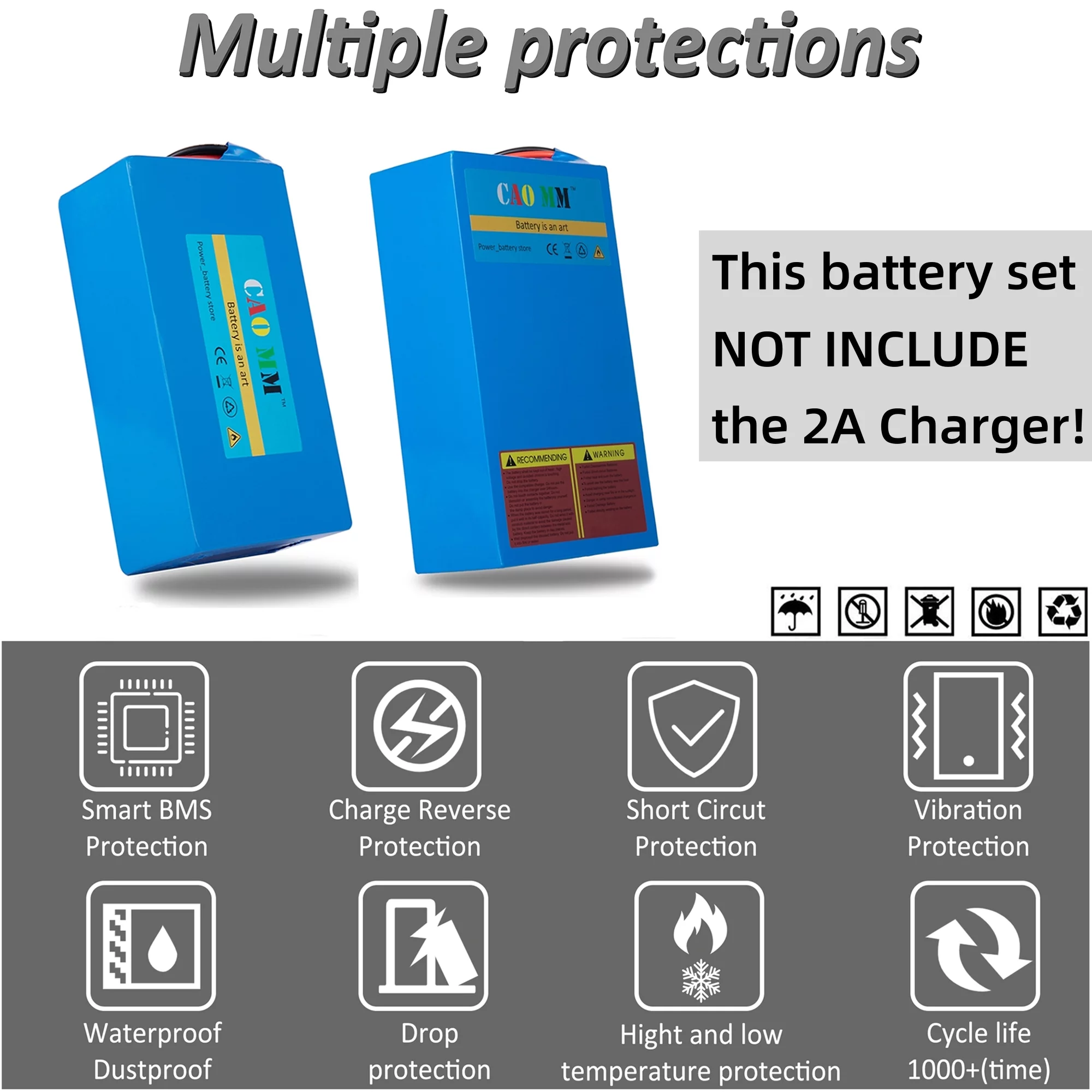 Lithium Battery 48V 10Ah Ebike Battery Without Charger Set for 1000W Electric Bike Scooter Motor - Inhomebuy