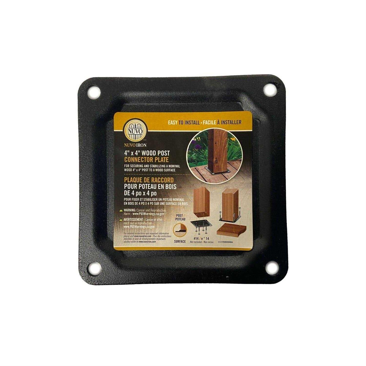 Nuvo Iron 4 in. x 4 in. Black Multi-Purpose Yard and Lawn Spike for in-Ground Post Support NYS30B-ESP - Inhomebuy