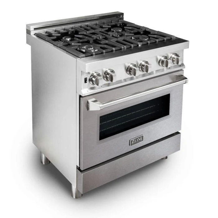 ZLINE Kitchen and Bath 30 in. Professional Gas Burner/Electric Oven Stainless Steel Range with DuraSnow® Finish Door, RA-SN-30 - Inhomebuy